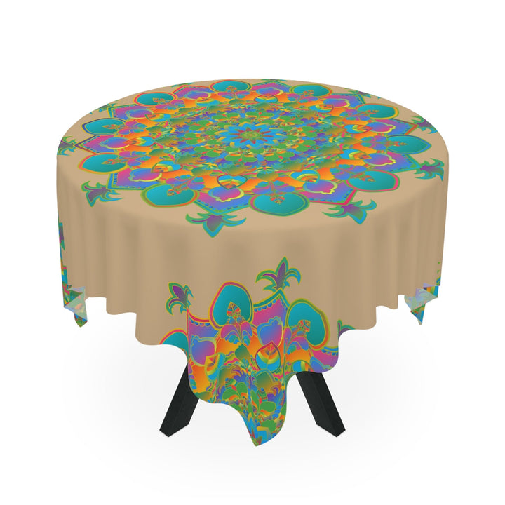 Intricate Mandala Tablecloth - Teal, Purple & Orange Home Decor - Blululi