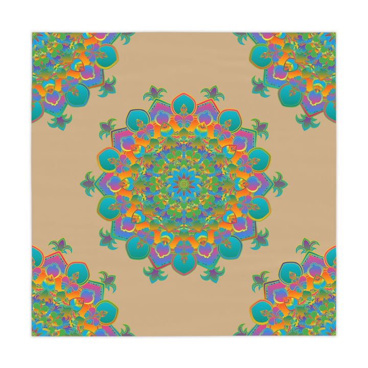 Intricate Mandala Tablecloth - Teal, Purple & Orange Home Decor - Blululi