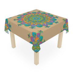 Intricate Mandala Tablecloth - Teal, Purple & Orange Home Decor - Blululi