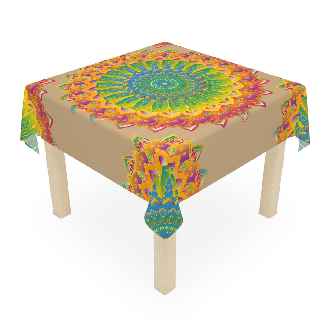 Intricate Mandala Tablecloth - Vibrant Colors, Sand Texture Home Decor - Blululi