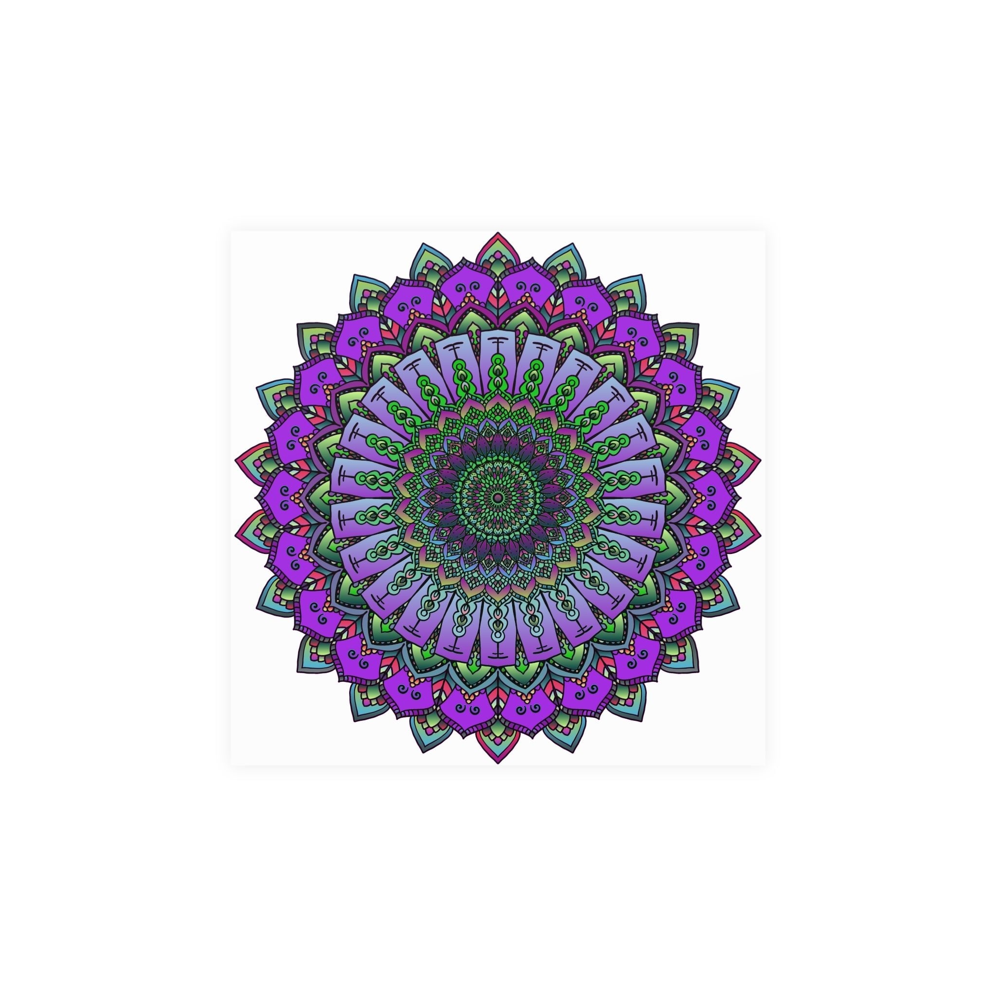 Intricate Purple & Green Mandala Poster Poster - Blululi