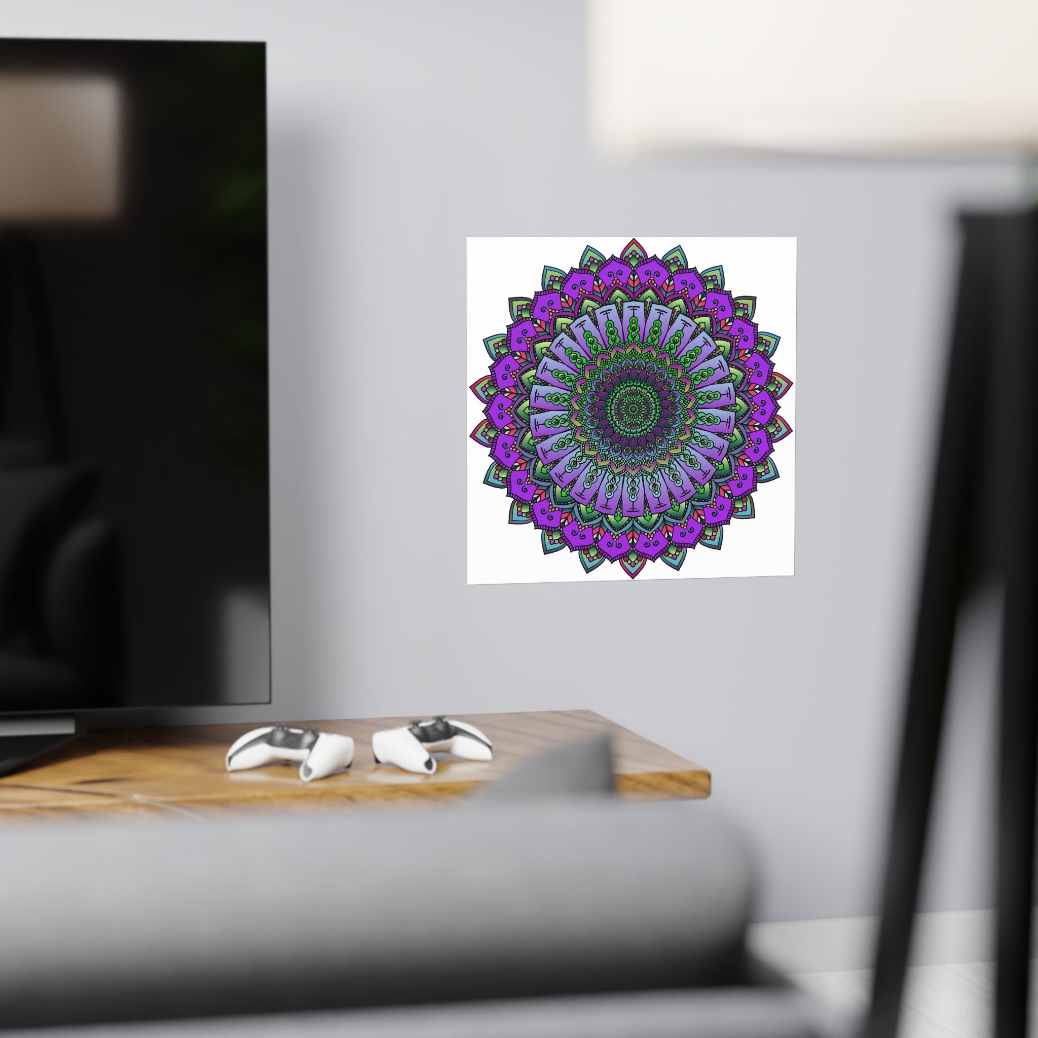 Intricate Purple & Green Mandala Poster Poster - Blululi