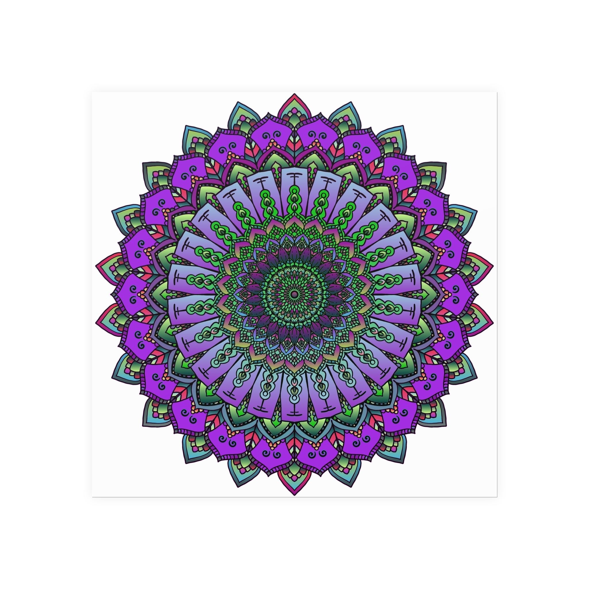 Intricate Purple & Green Mandala Poster Poster - Blululi