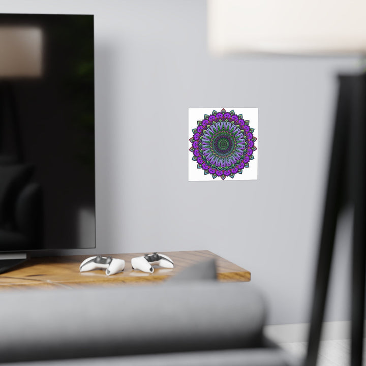 Intricate Purple & Green Mandala Poster Poster - Blululi