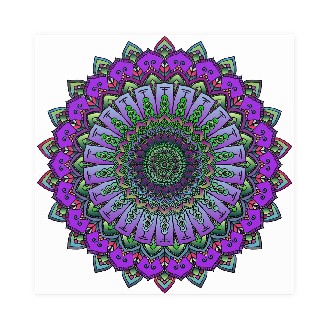 Intricate Purple & Green Mandala Poster Poster - Blululi