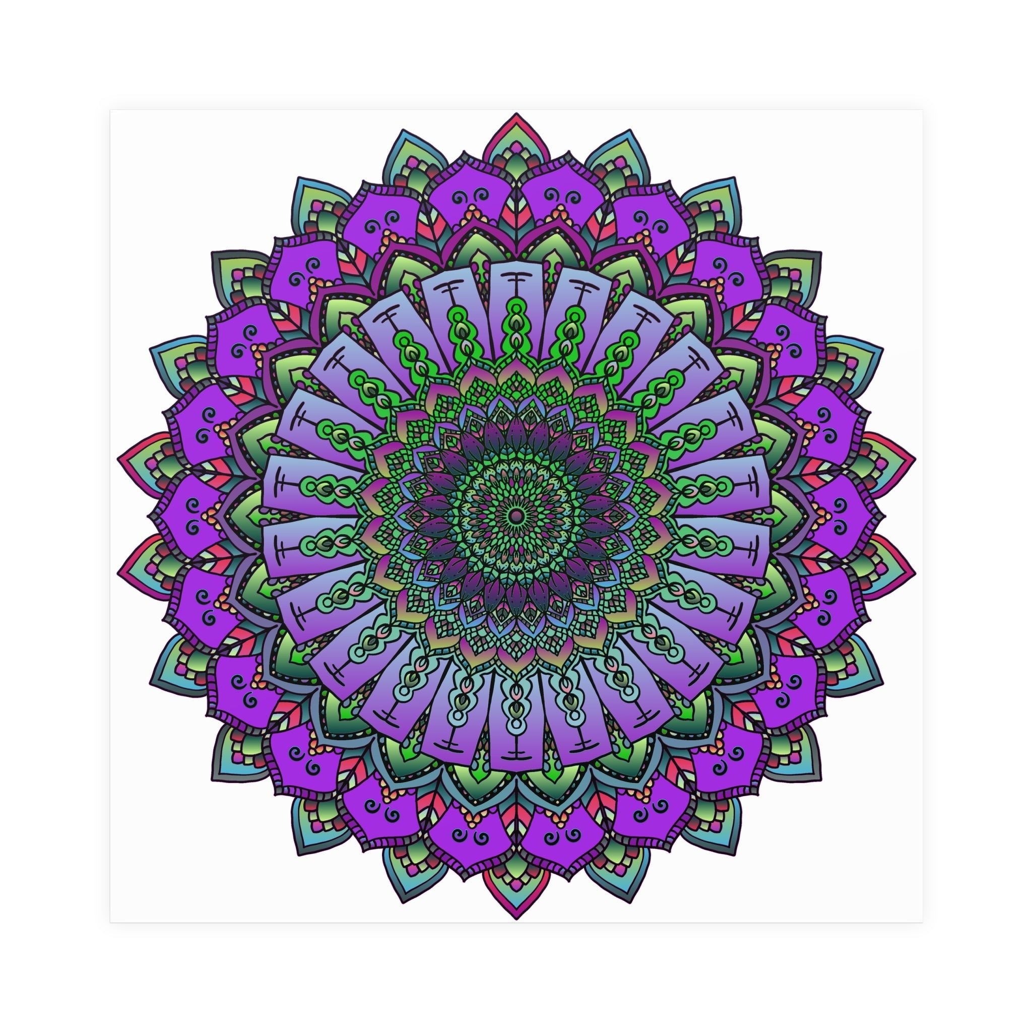 Intricate Purple & Green Mandala Poster Poster - Blululi