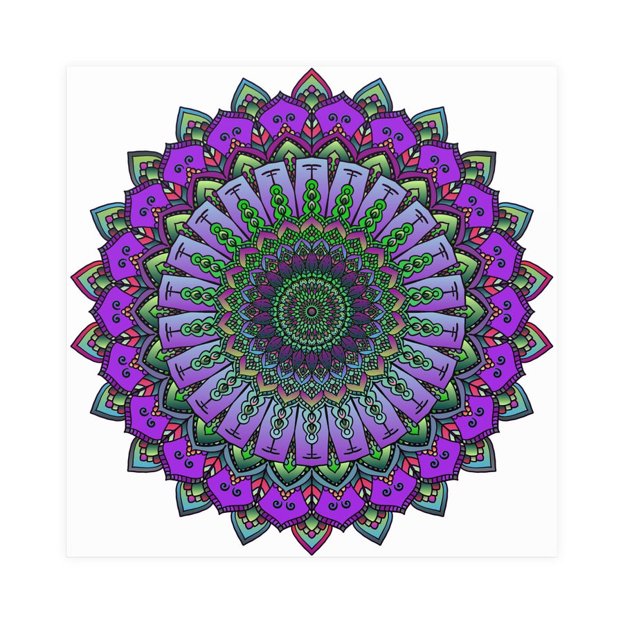 Intricate Purple & Green Mandala Poster Poster - Blululi
