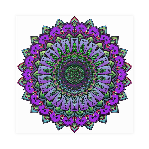 Intricate Purple & Green Mandala Poster Poster - Blululi