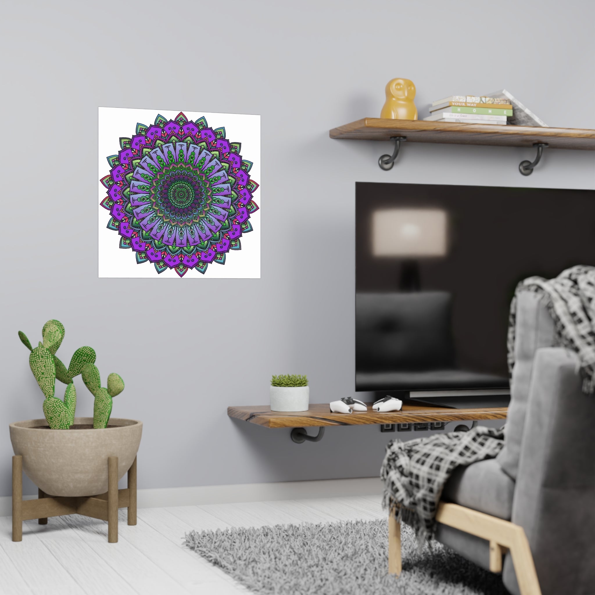 Intricate Purple & Green Mandala Poster Poster - Blululi