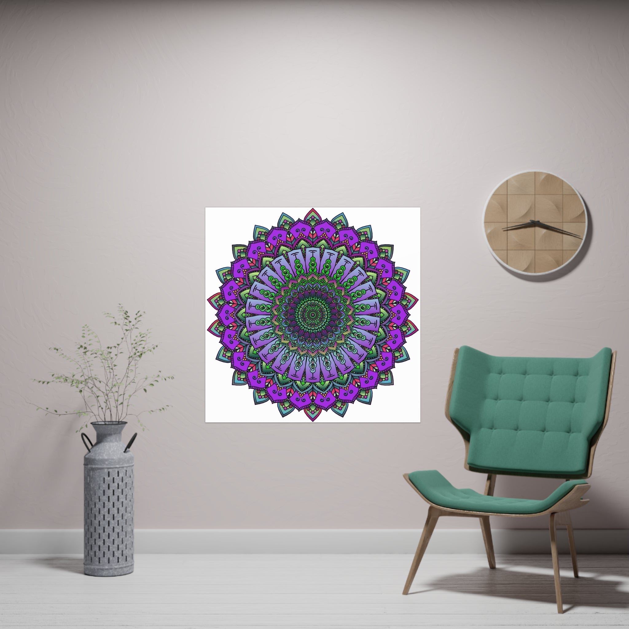 Intricate Purple & Green Mandala Poster Poster - Blululi