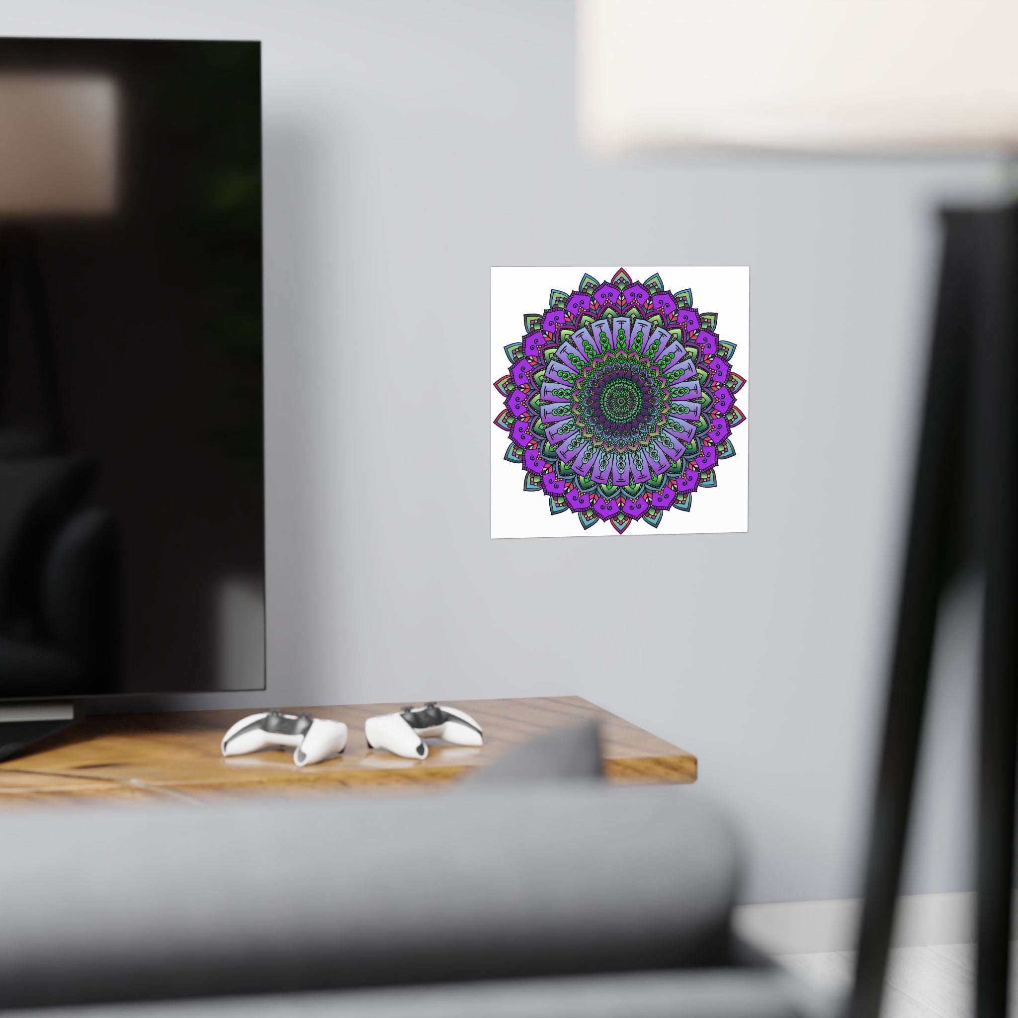 Intricate Purple & Green Mandala Poster Poster - Blululi