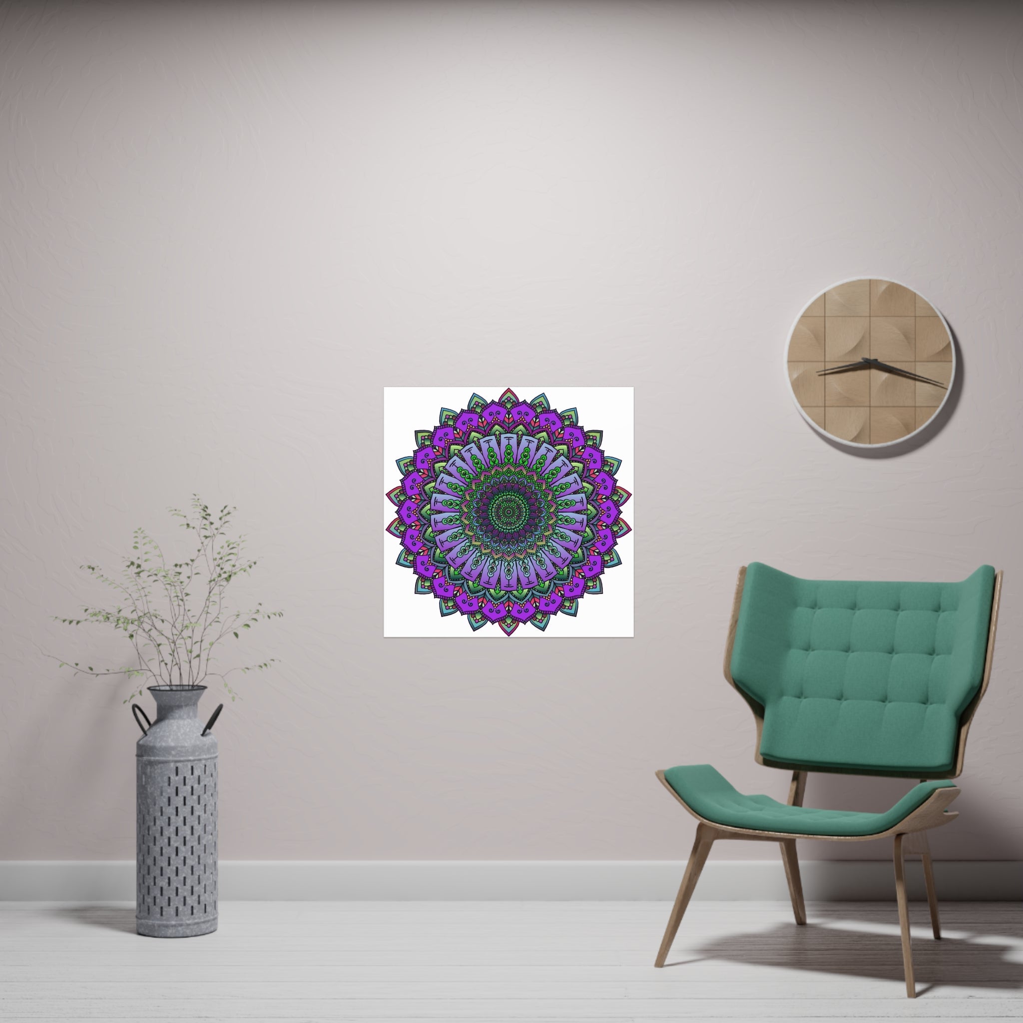 Intricate Purple & Green Mandala Poster Poster - Blululi