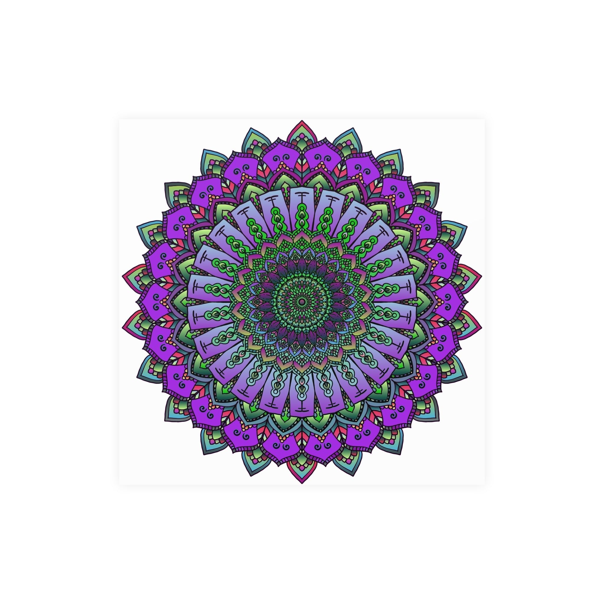 Intricate Purple & Green Mandala Poster Poster - Blululi