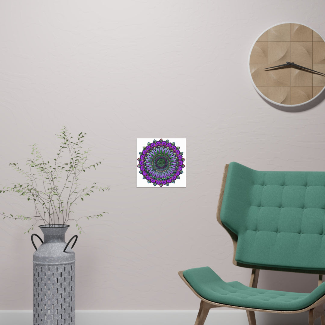 Intricate Purple & Green Mandala Poster Poster - Blululi