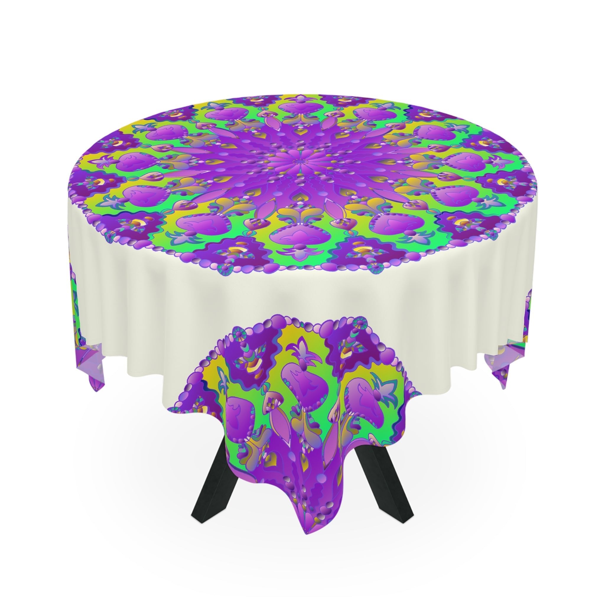 Intricate Purple Mandala Tablecloth - Ivory Home Decor - Blululi