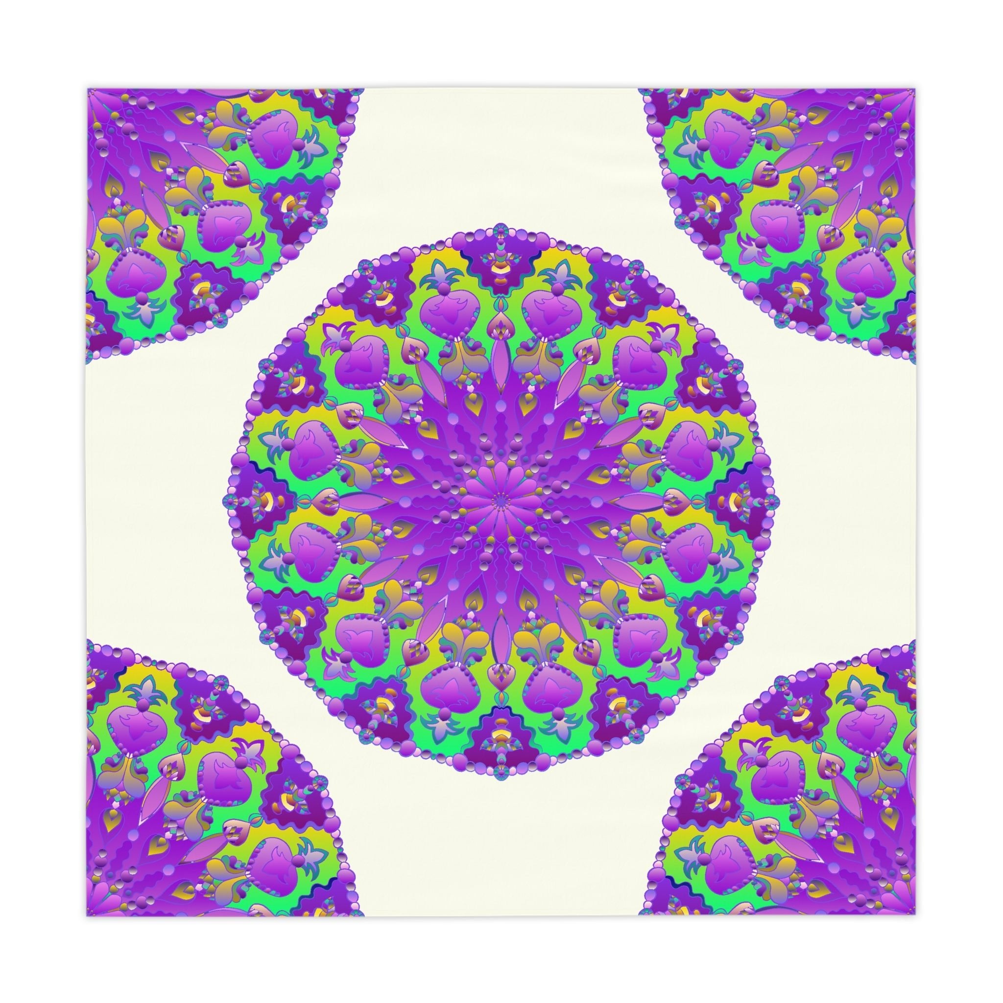 Intricate Purple Mandala Tablecloth - Ivory Home Decor - Blululi