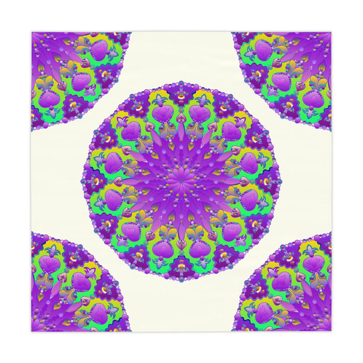 Intricate Purple Mandala Tablecloth - Ivory Home Decor - Blululi