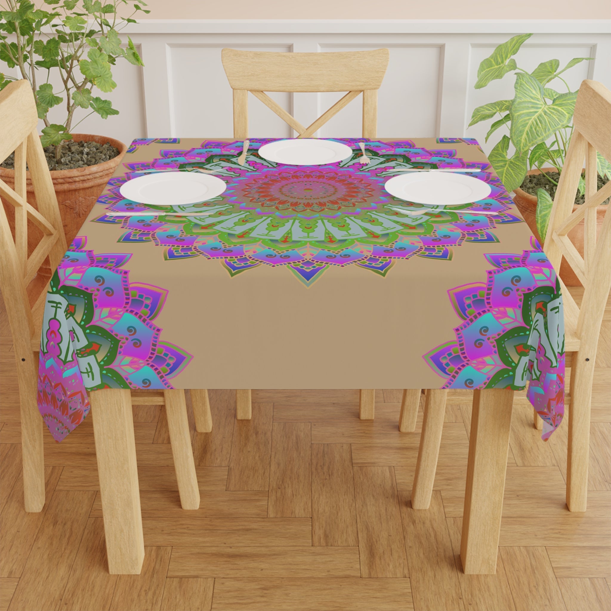 Iridescent Mandala Tablecloth - Boho Decor Home Decor - Blululi