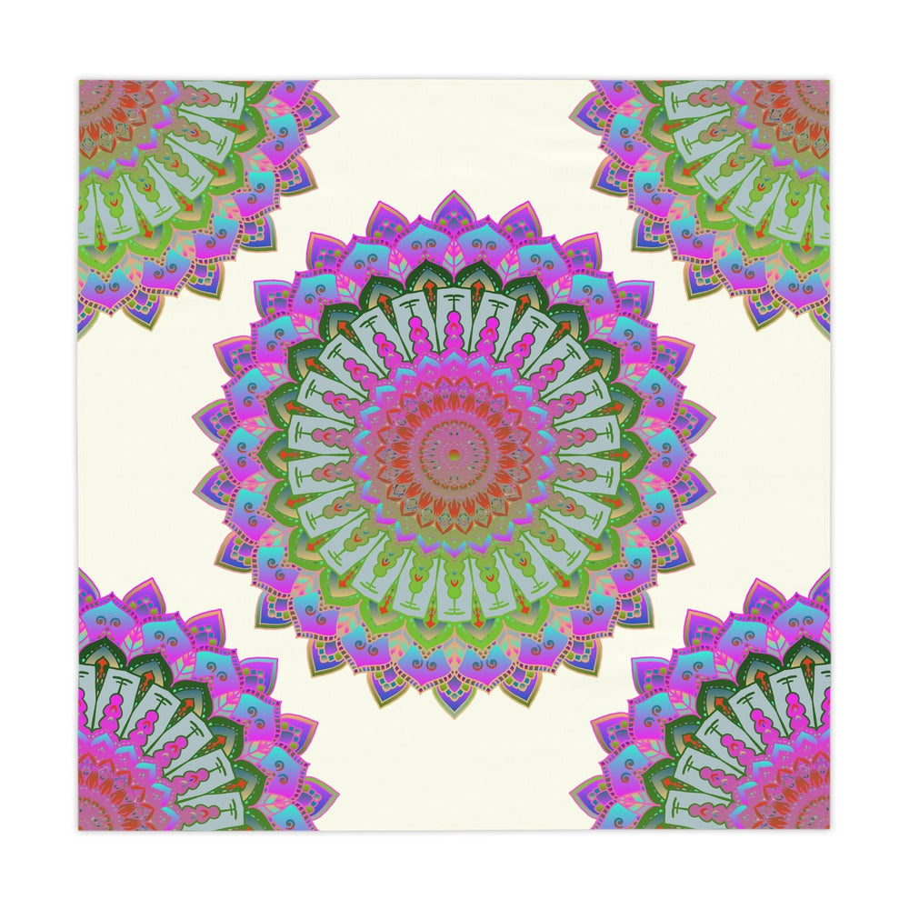 Iridescent Mandala Tablecloth - Ivory, Circular Design Home Decor - Blululi