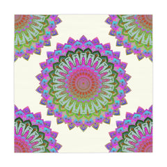 Iridescent Mandala Tablecloth - Ivory, Circular Design Home Decor - Blululi