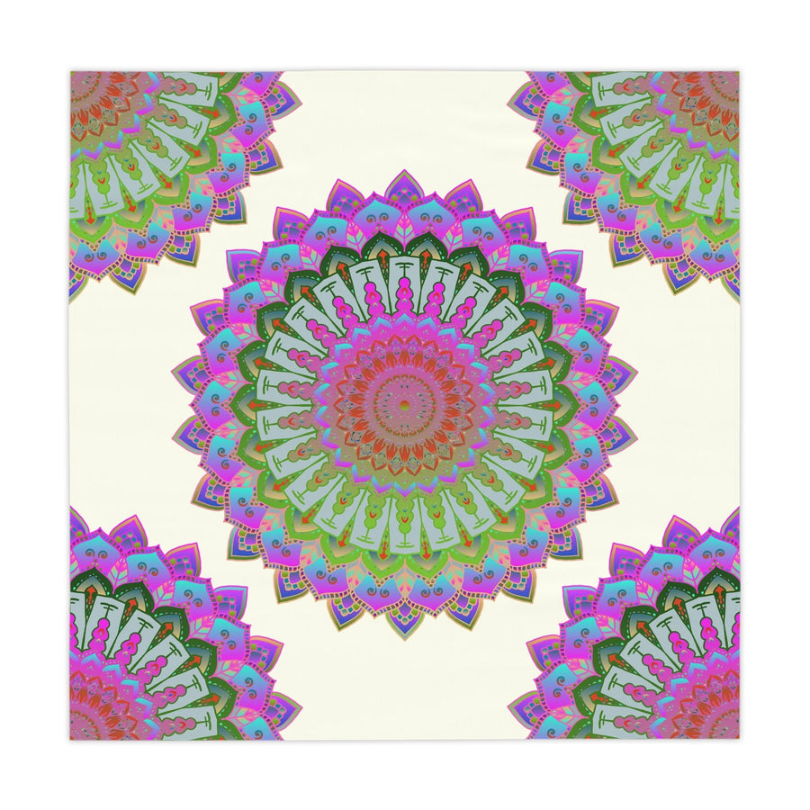 Iridescent Mandala Tablecloth - Ivory, Circular Design Home Decor - Blululi