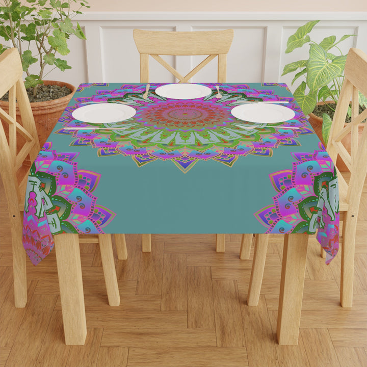 Iridescent Mandala Tablecloth - Sage Green Home Decor - Blululi