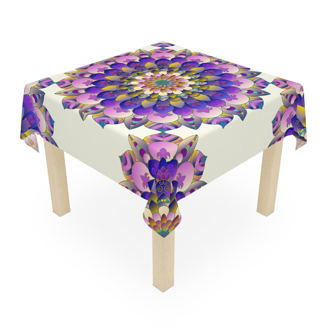 Ivory Mandala Tablecloth - Colorful Floral Design Home Decor - Blululi