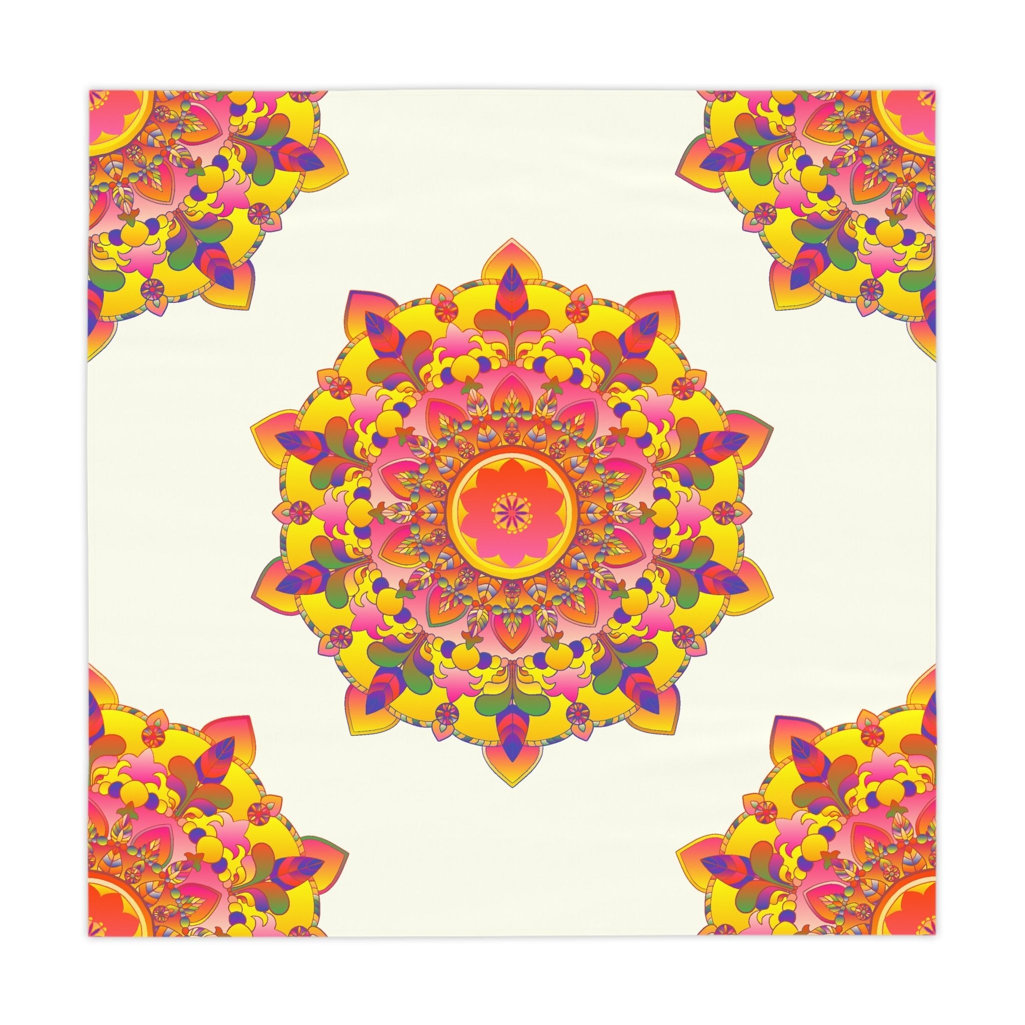Ivory Mandala Tablecloth - Colorful Floral Design Home Decor - Blululi