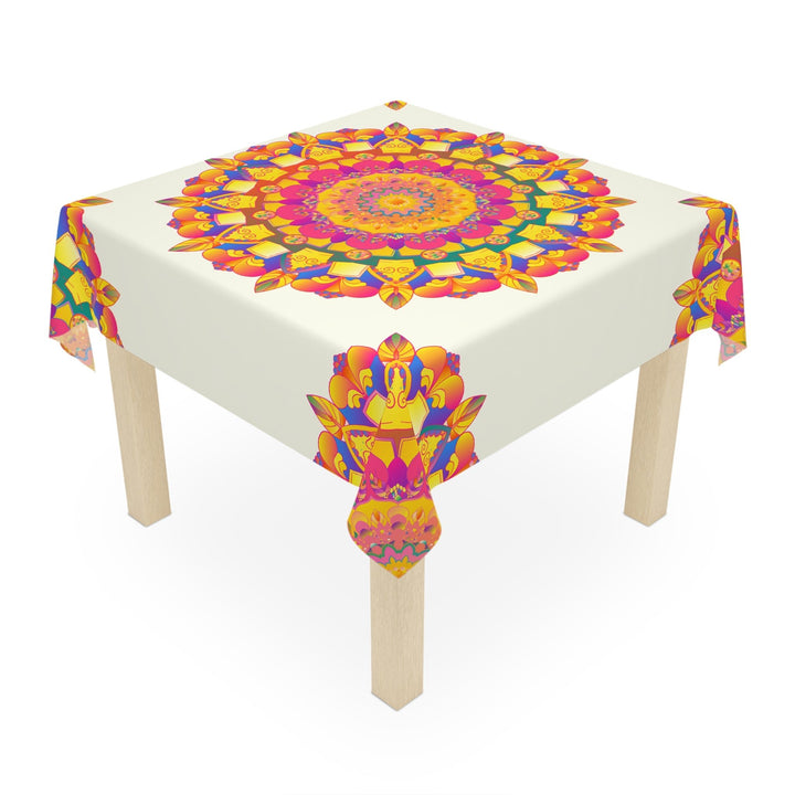 Ivory Mandala Tablecloth - Colorful Floral Design Home Decor - Blululi