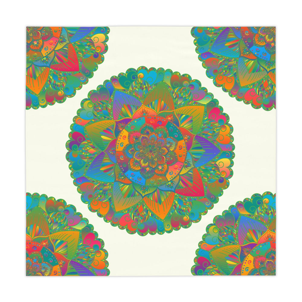 Ivory Mandala Tablecloth - Colorful Floral Design Home Decor - Blululi