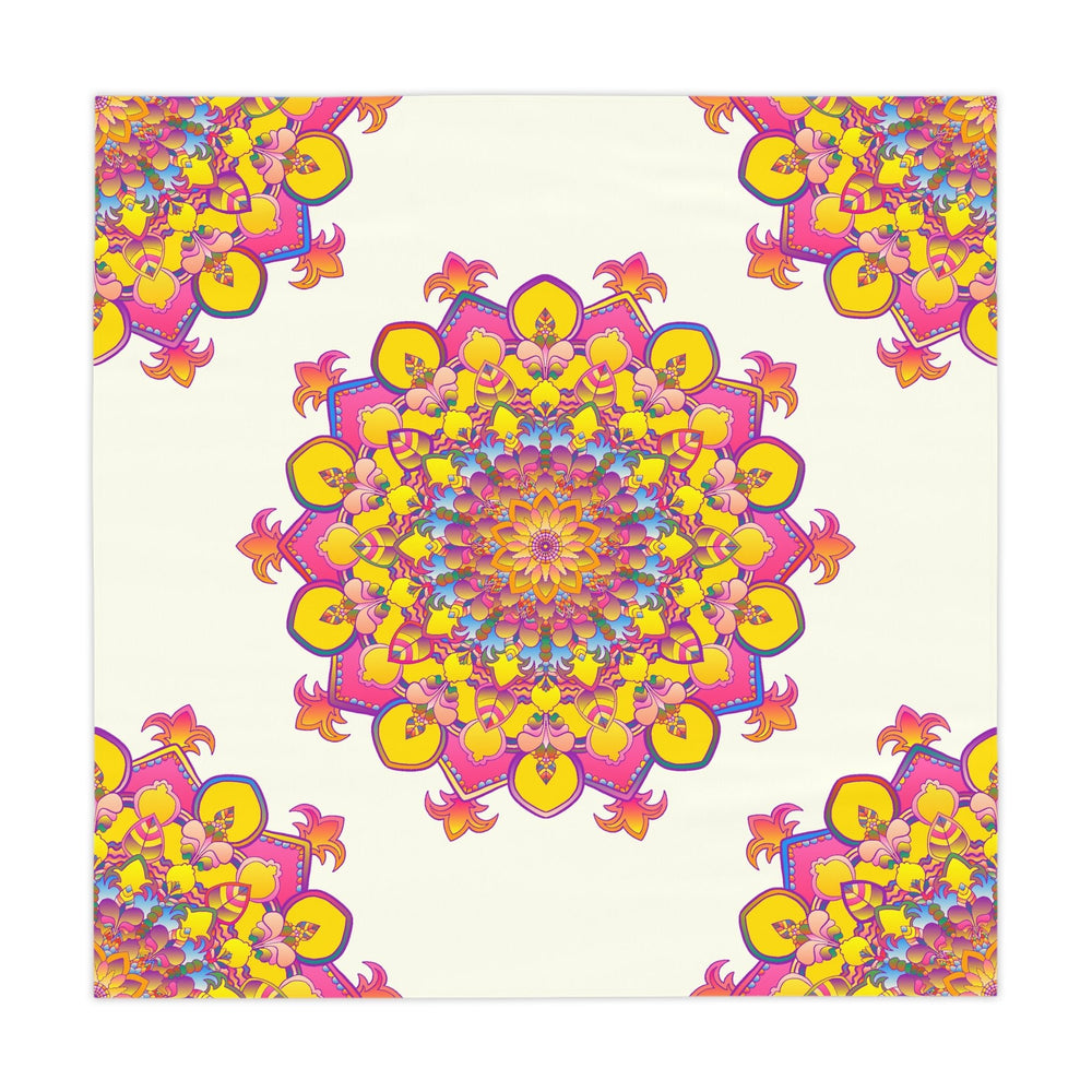 Ivory Mandala Tablecloth - Colorful Floral Design Home Decor - Blululi