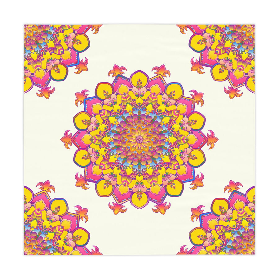 Ivory Mandala Tablecloth - Colorful Floral Design Home Decor - Blululi