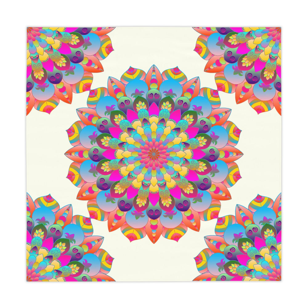 Ivory Mandala Tablecloth - Colorful Floral Design Home Decor - Blululi