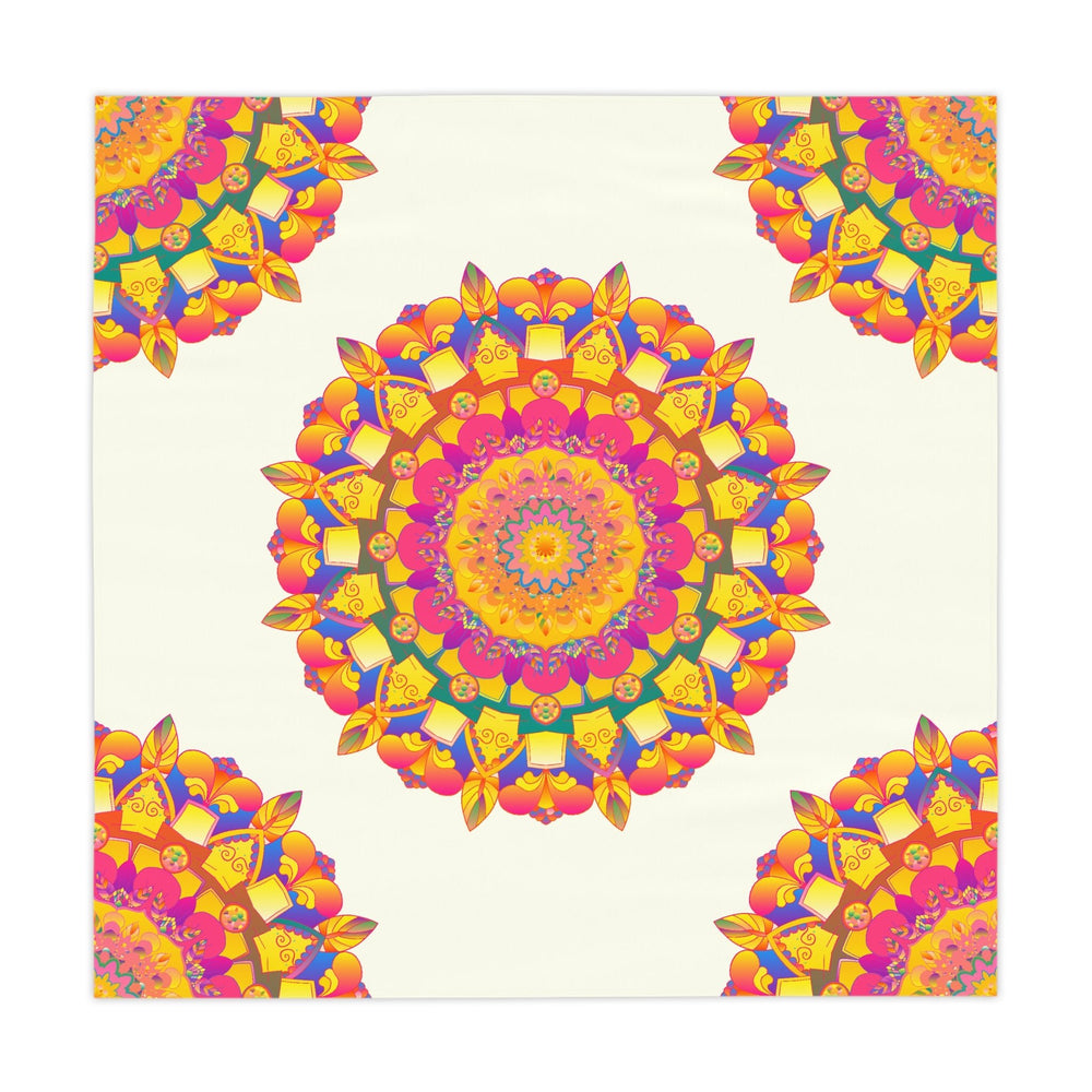Ivory Mandala Tablecloth - Colorful Floral Design Home Decor - Blululi