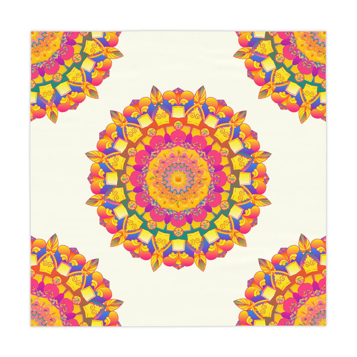 Ivory Mandala Tablecloth - Colorful Floral Design Home Decor - Blululi