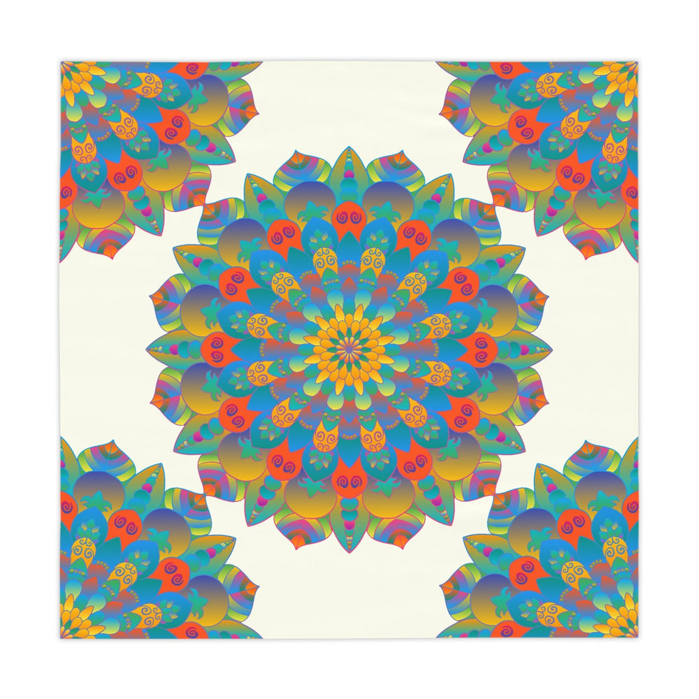 Ivory Mandala Tablecloth - Colorful Floral Design Home Decor - Blululi