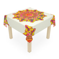 Ivory Mandala Tablecloth - Colorful Floral Design Home Decor - Blululi