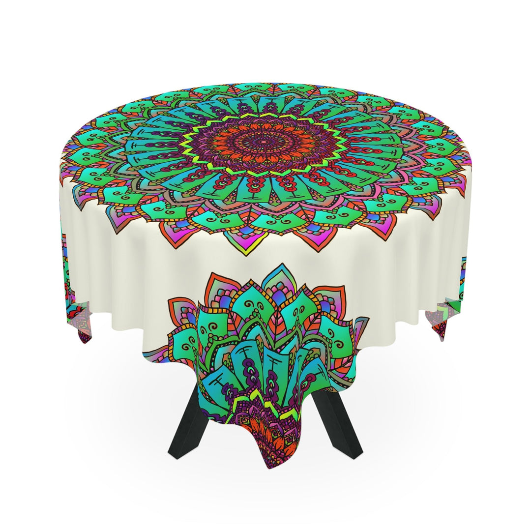 Ivory Mandala Tablecloth - Colorful & Intricate Home Decor - Blululi