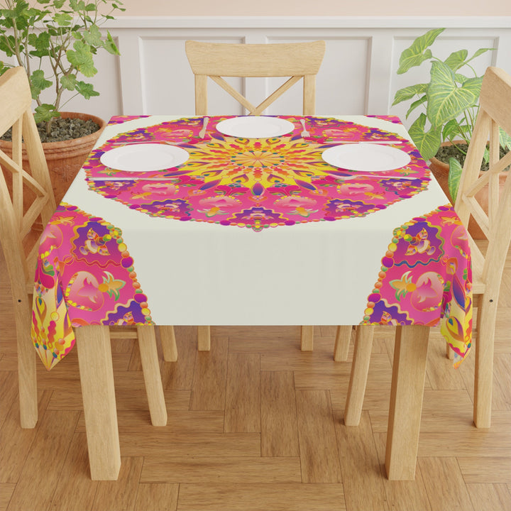 Ivory Mandala Tablecloth - Floral & Colorful Home Decor - Blululi