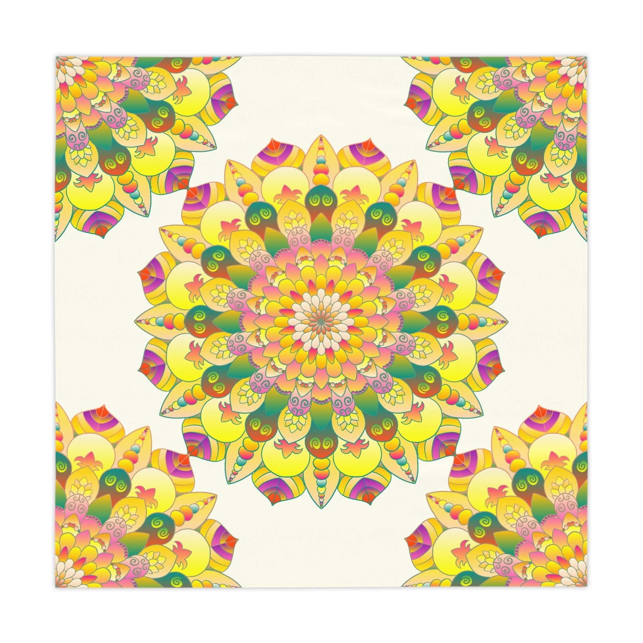 Ivory Mandala Tablecloth - Floral Design Home Decor - Blululi