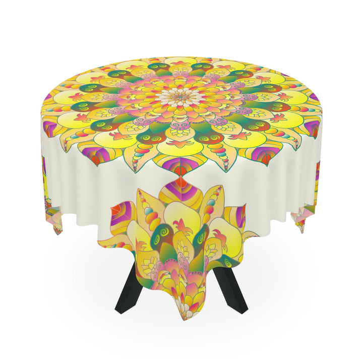 Ivory Mandala Tablecloth - Floral Design Home Decor - Blululi