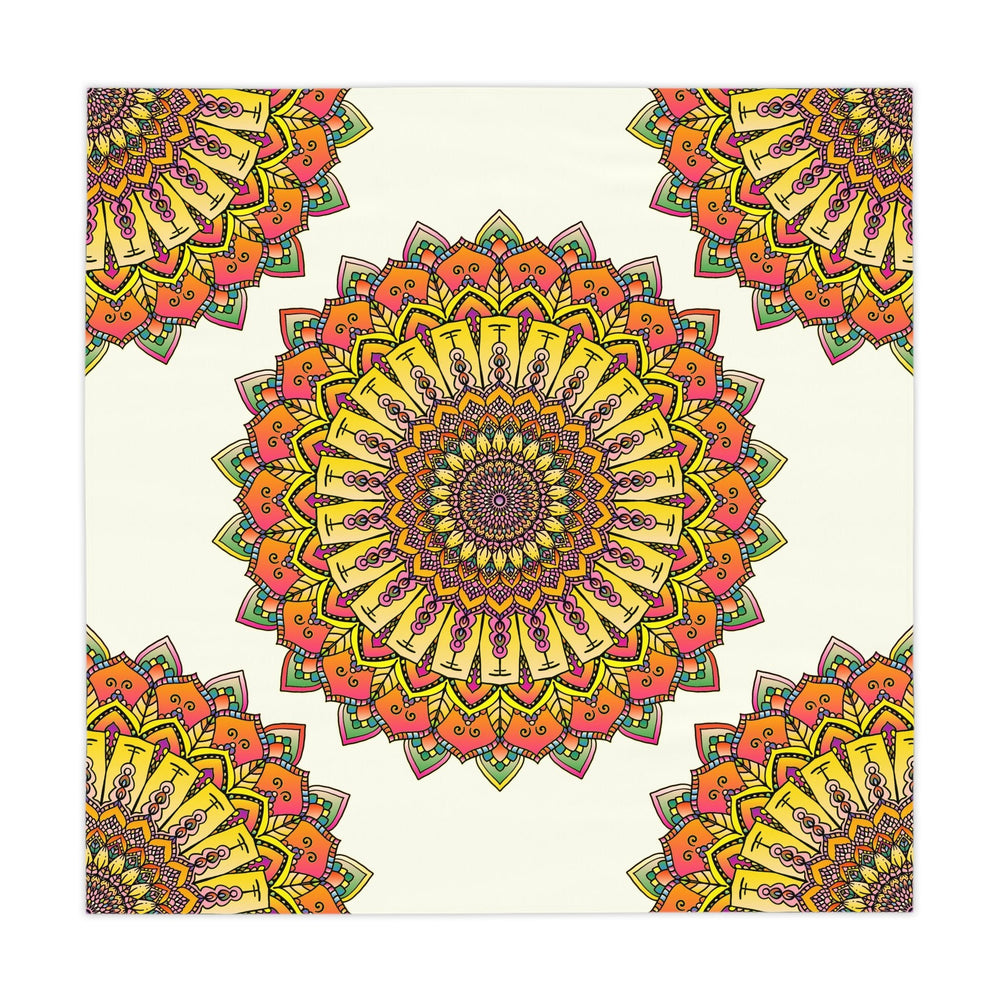 Ivory Mandala Tablecloth - Floral Pattern, Vibrant Colors Home Decor - Blululi