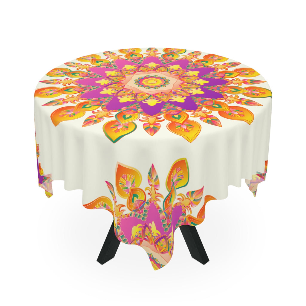 Ivory Mandala Tablecloth - Floral & Vibrant Home Decor - Blululi