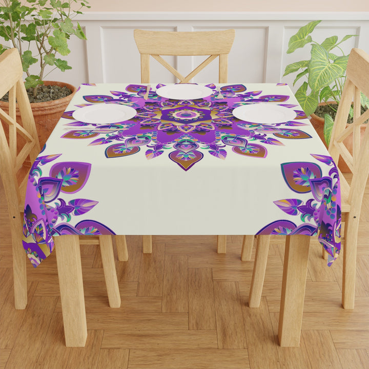 Ivory Mandala Tablecloth - Intricate & Colorful Home Decor - Blululi