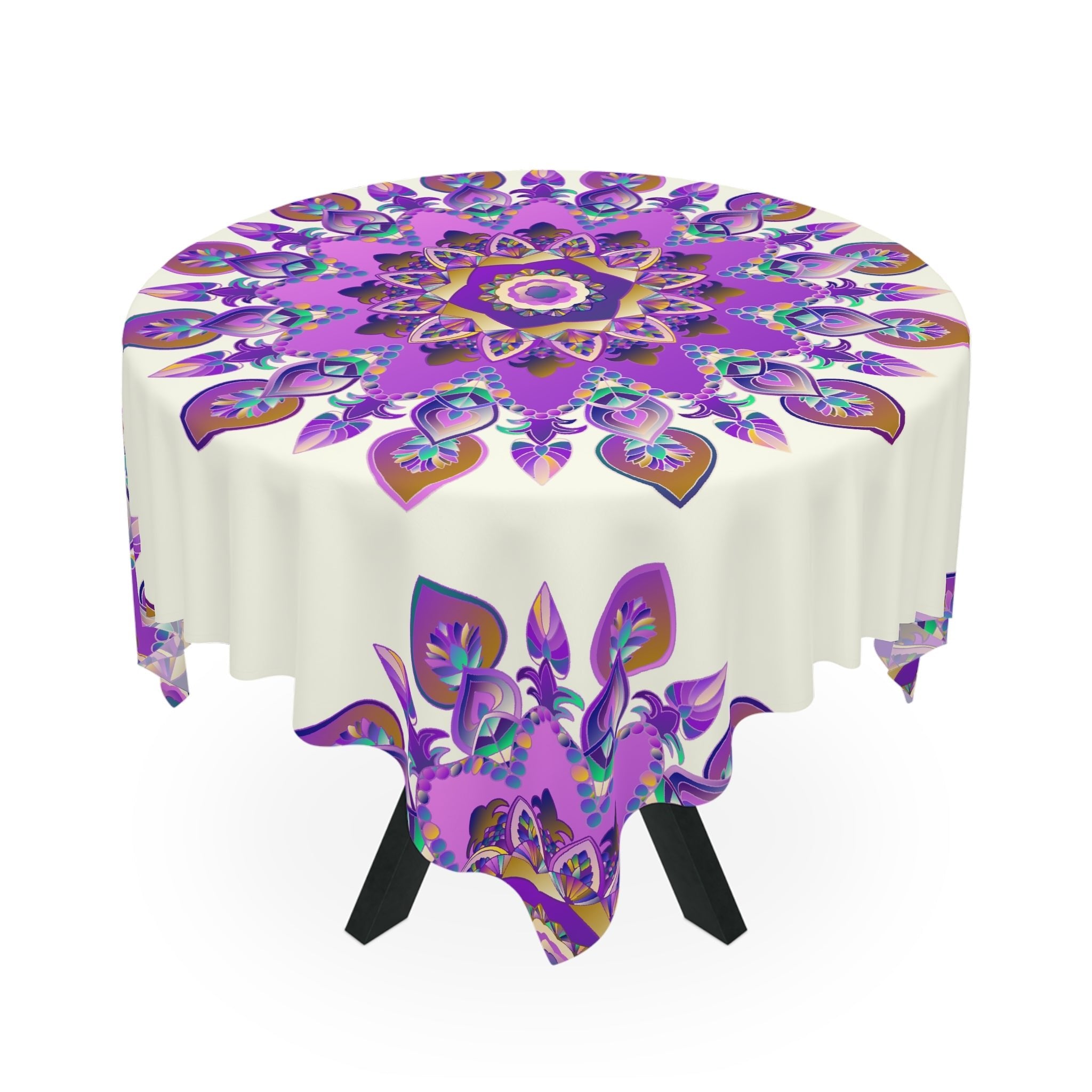 Ivory Mandala Tablecloth - Intricate & Colorful Home Decor - Blululi