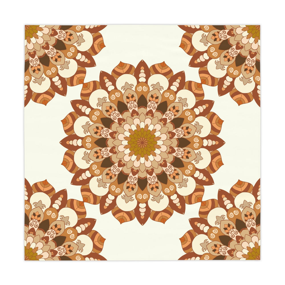 Ivory Mandala Tablecloth - Intricate Floral Design Home Decor - Blululi