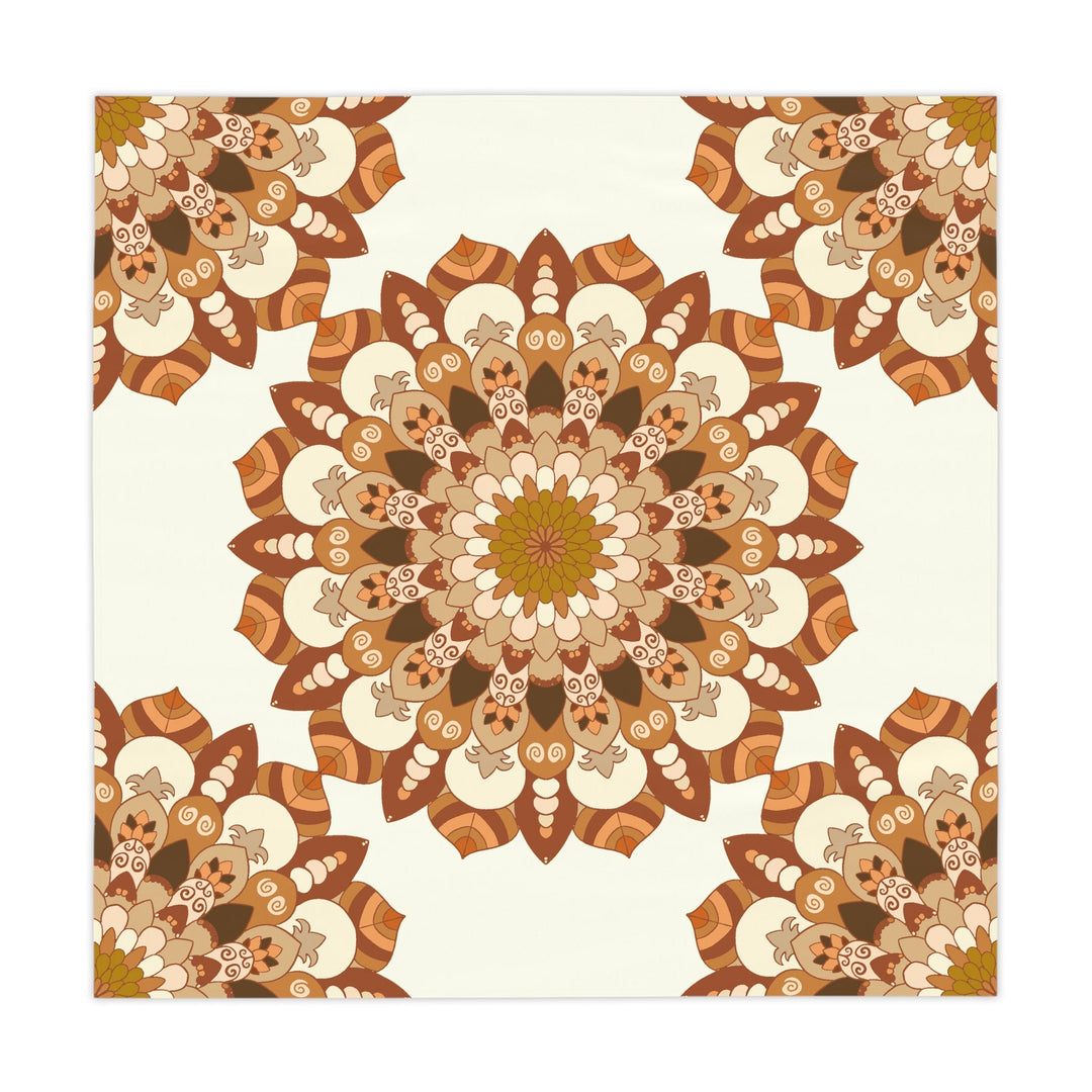 Ivory Mandala Tablecloth - Intricate Floral Design Home Decor - Blululi