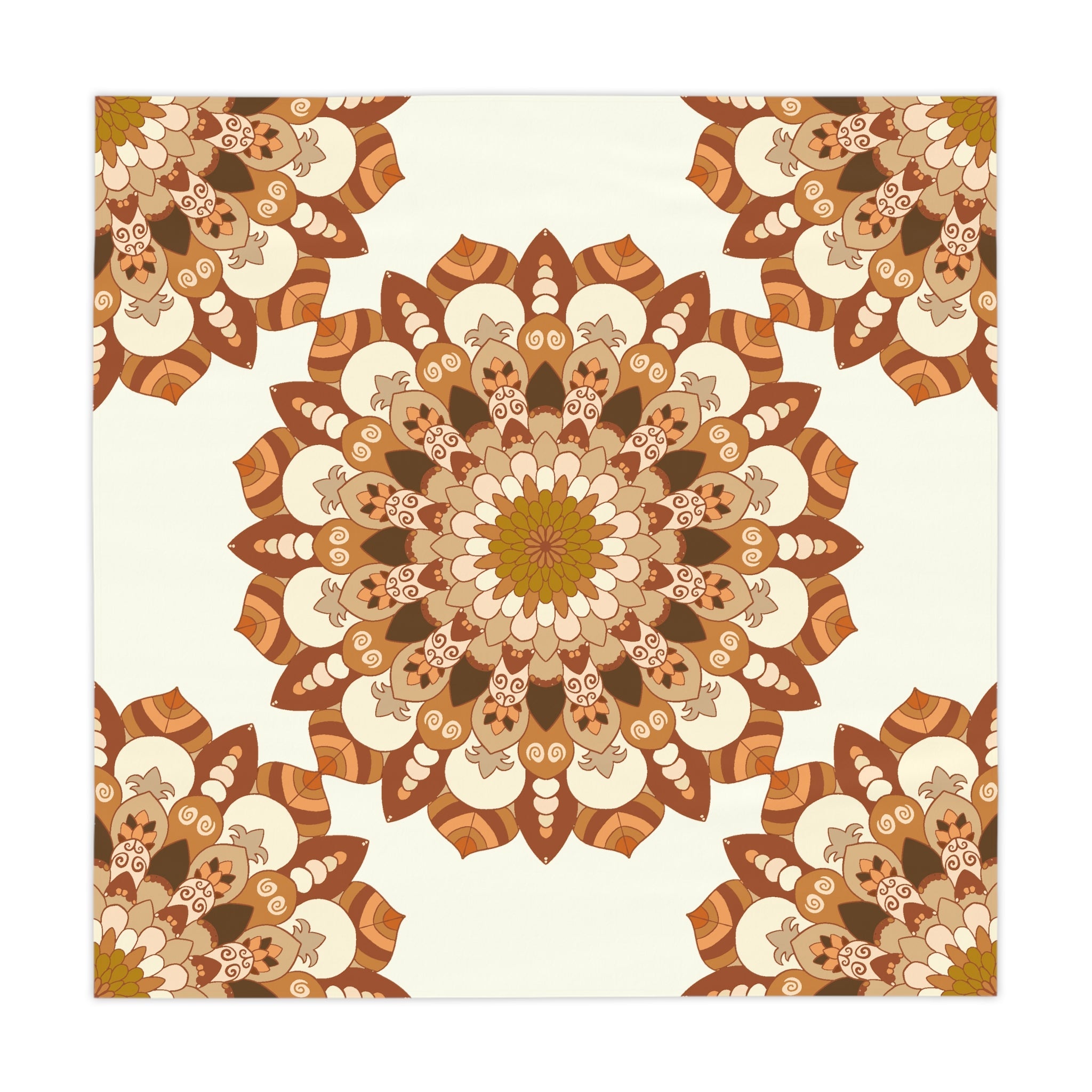 Ivory Mandala Tablecloth - Intricate Floral Design Home Decor - Blululi