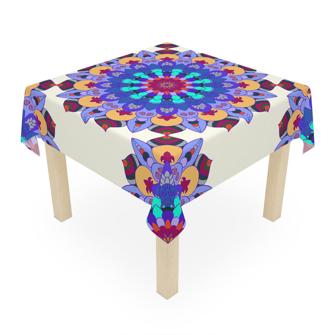 Ivory Mandala Tablecloth - Vibrant Colors & Intricate Design Home Decor - Blululi