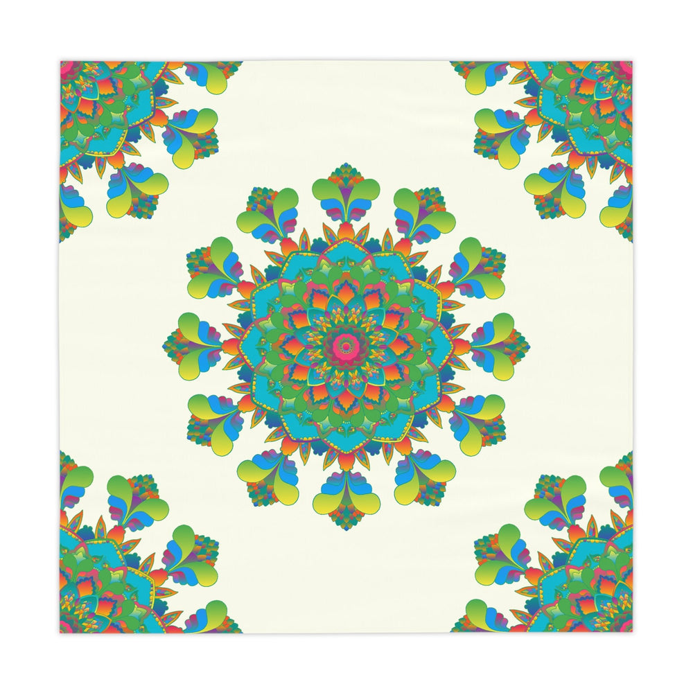 Ivory Mandala Tablecloth - Vibrant Floral Design Home Decor - Blululi